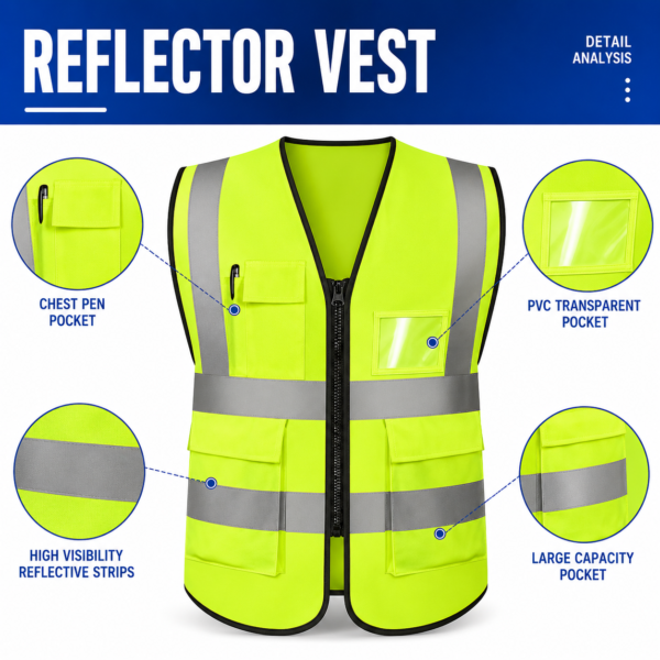 High-visibility safety vest with reflective stripes